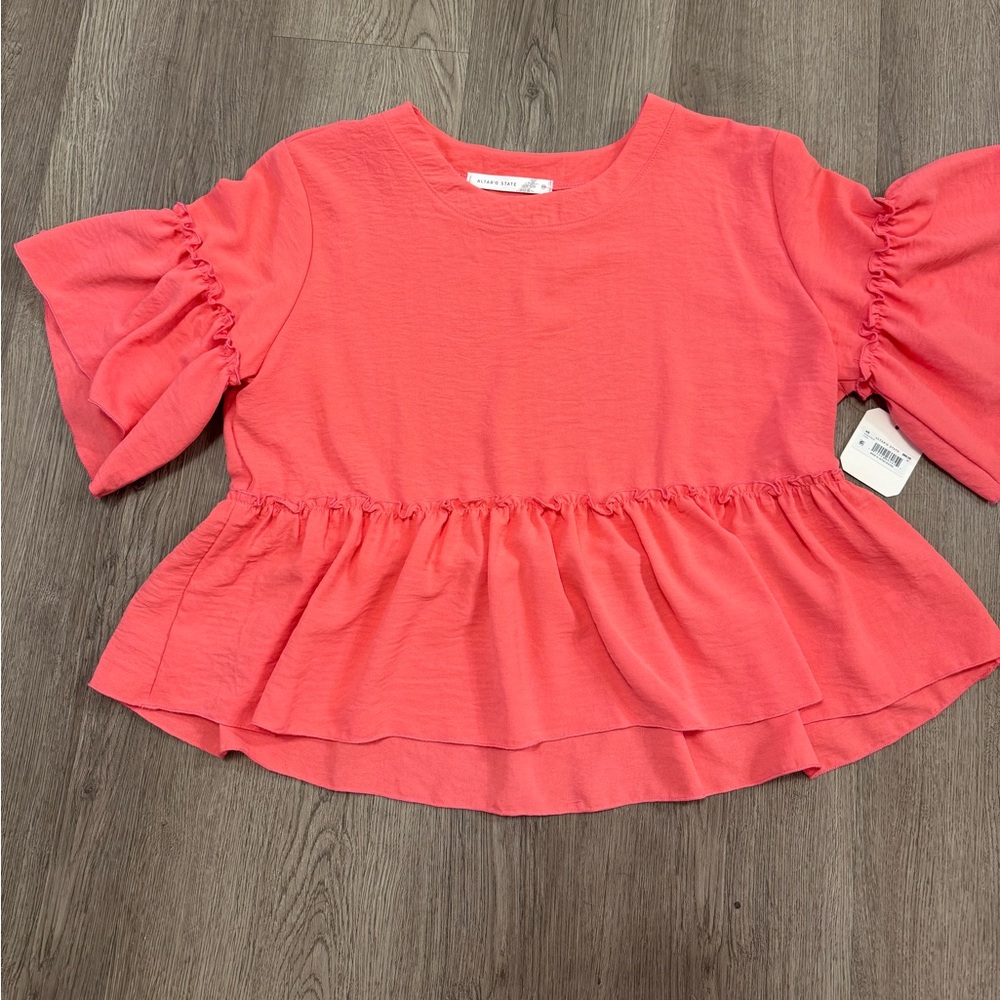 Altar'd State Coral Ruffle Blouse - Picture 2 of 4